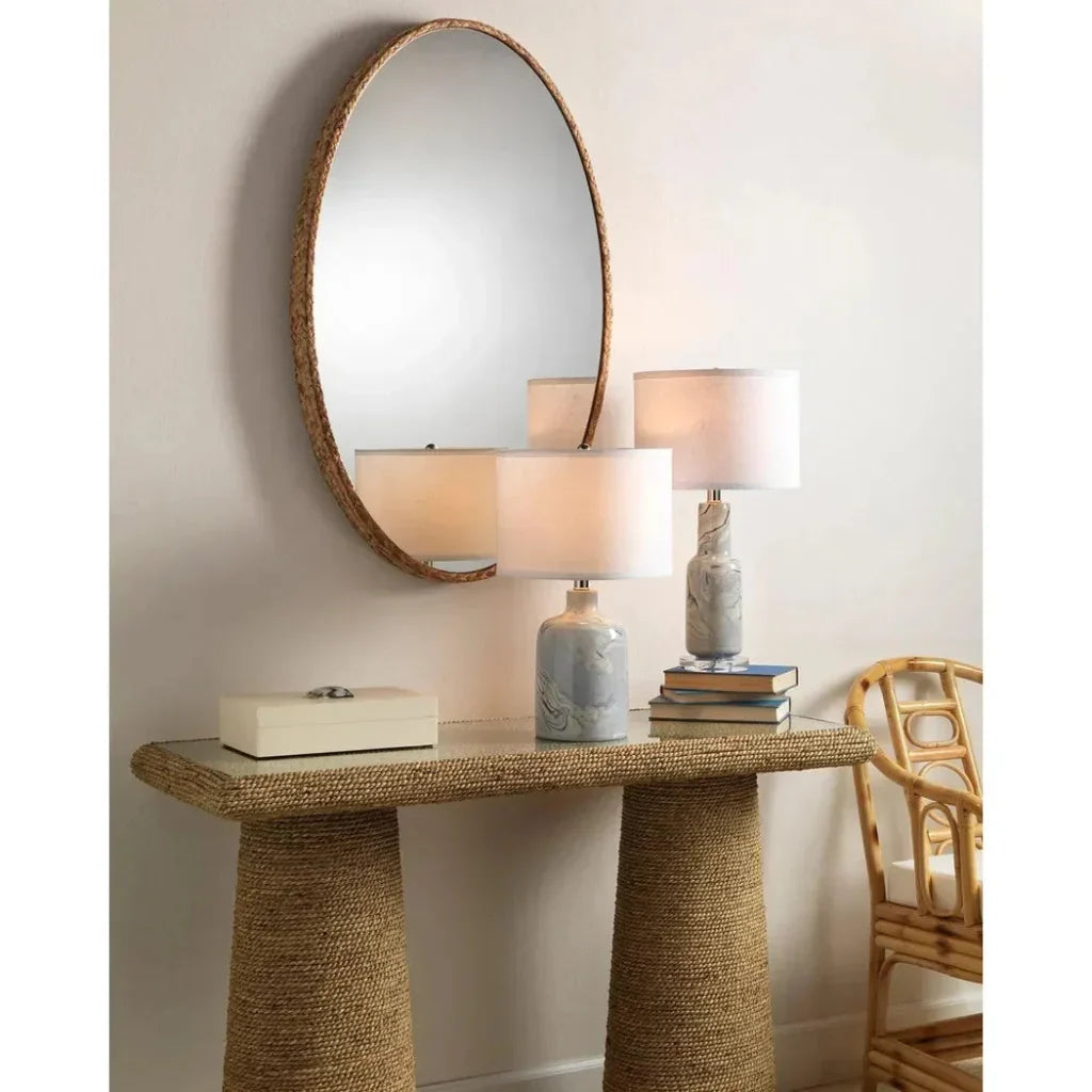Reversible Corngrass Braided Oval Wall Mirror - LOOMLAN - Jamie Young - Wall Mirrors