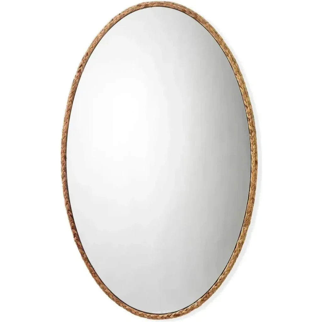 Reversible Corngrass Braided Oval Wall Mirror - LOOMLAN - Jamie Young - Wall Mirrors