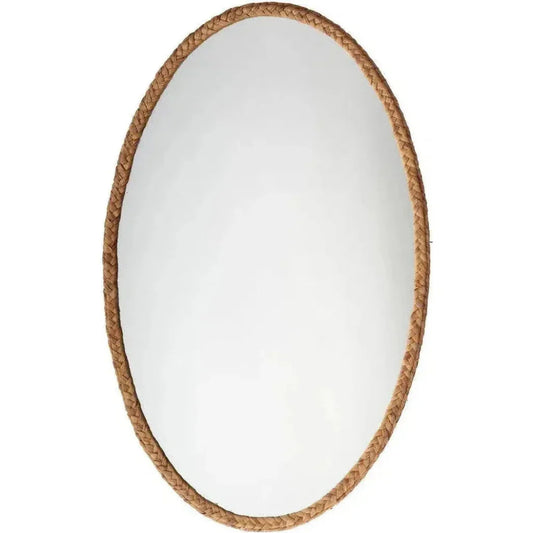 Reversible Corngrass Braided Oval Wall Mirror - LOOMLAN - Jamie Young - Wall Mirrors