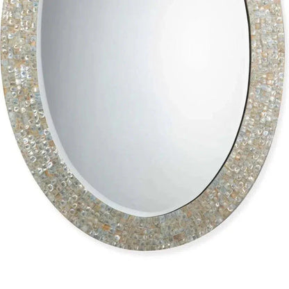 Reversible Cream Mother of Pearl Oval Wall Mirror - LOOMLAN - Jamie Young - Wall Mirrors