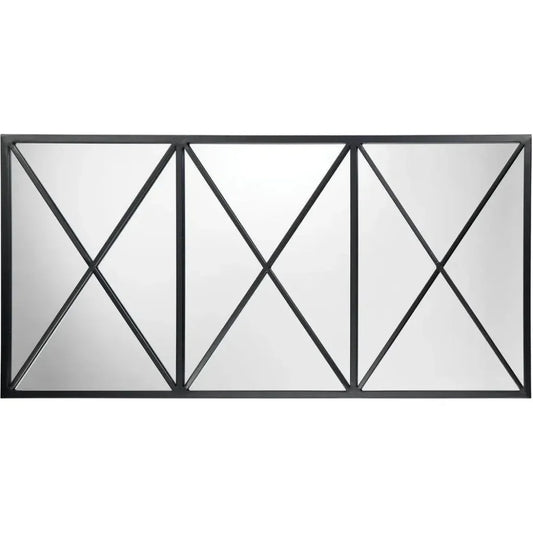 Reversible Position Black Iron Xyla Grid Wall Mirror - LOOMLAN - Jamie Young - Wall Mirrors