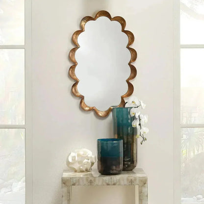 Reversible Position Brass Scalloped Wall Mirror - LOOMLAN - Jamie Young - Wall Mirrors