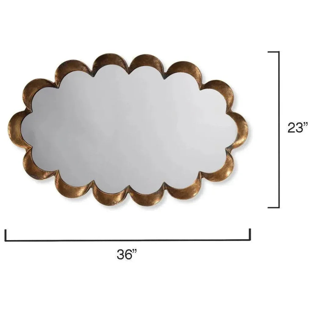 Reversible Position Brass Scalloped Wall Mirror - LOOMLAN - Jamie Young - Wall Mirrors
