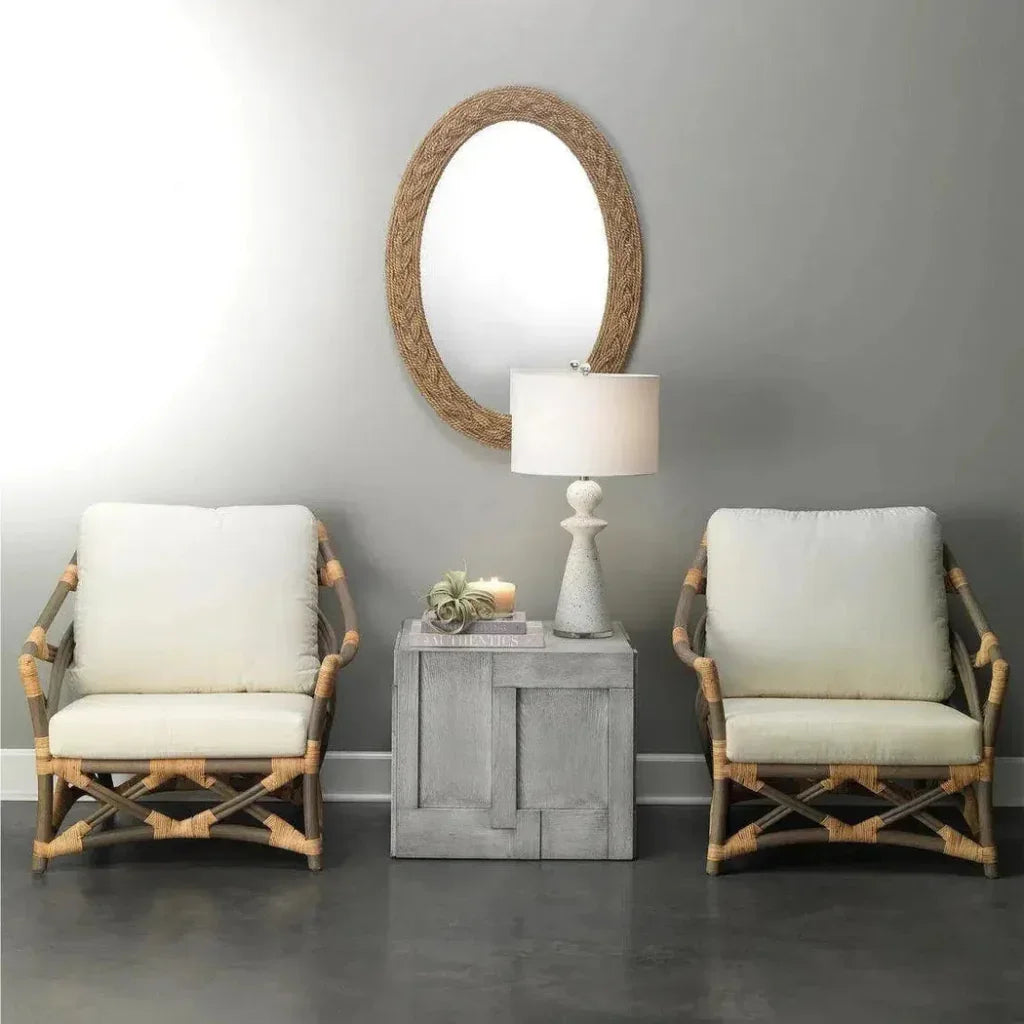 Reversible Seagrass Braided Oval Wall Mirror - LOOMLAN - Jamie Young - Wall Mirrors