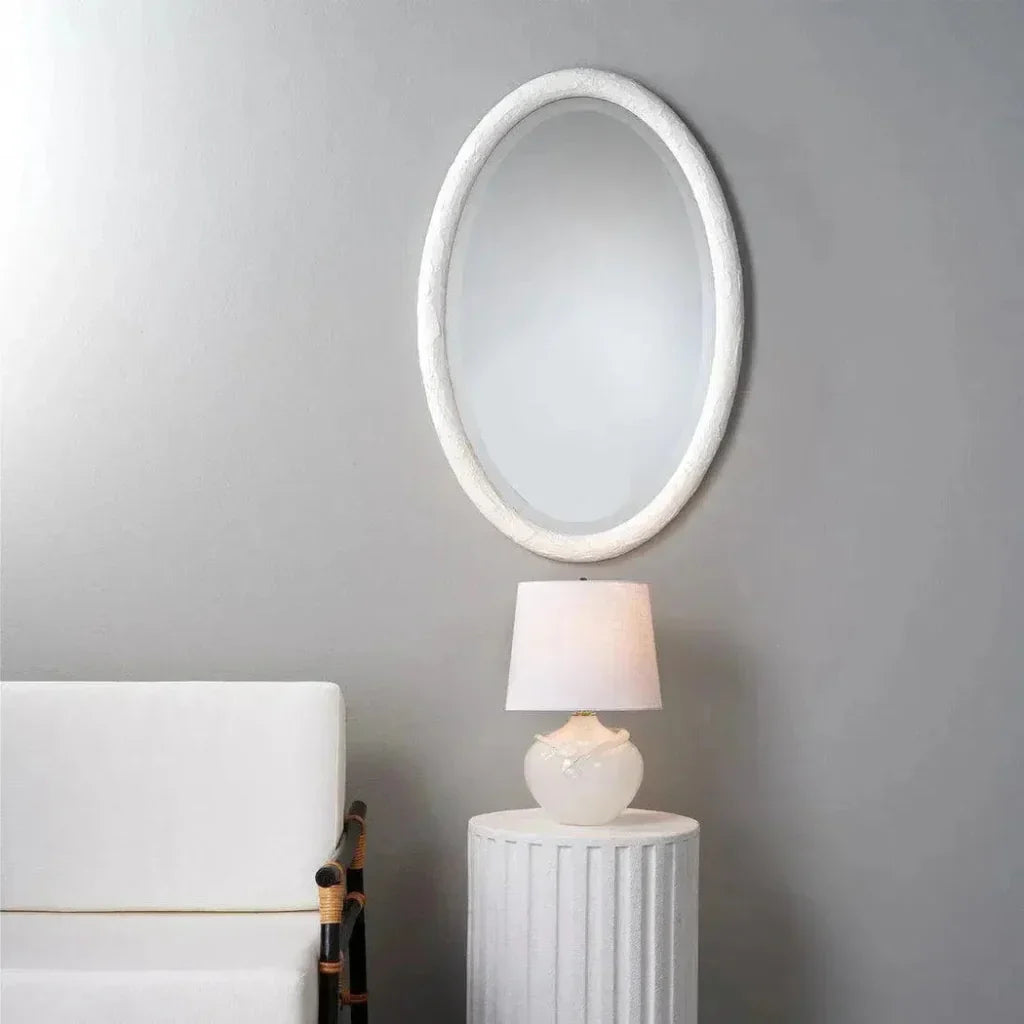 Reversible White Polyresin Ovation Oval Wall Mirror - LOOMLAN - Jamie Young - Wall Mirrors