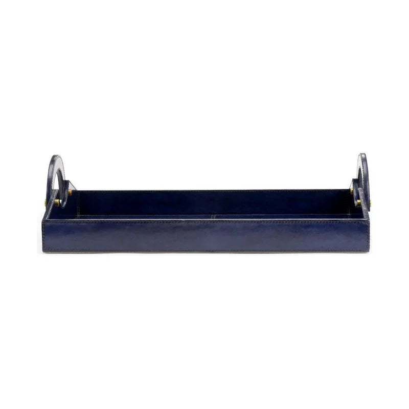 Rich Midnight Blue Leather Tray - LOOMLAN - Trays