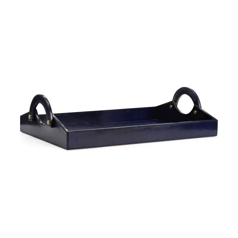 Rich Midnight Blue Leather Tray - LOOMLAN - Trays