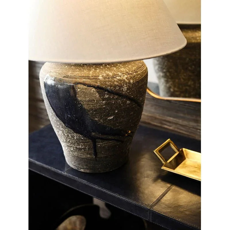 Riku Modern Japanese Artistry Indigo Glaze Table Lamp - LOOMLAN - Wildwood - Table Lamps