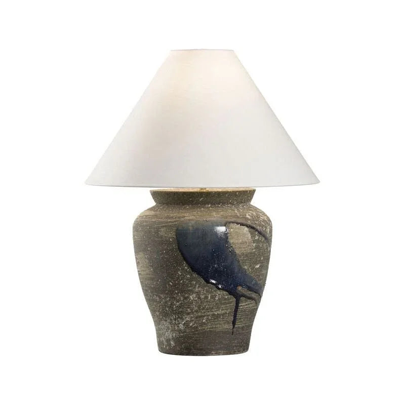 Riku Modern Japanese Artistry Indigo Glaze Table Lamp - LOOMLAN - Wildwood - Table Lamps