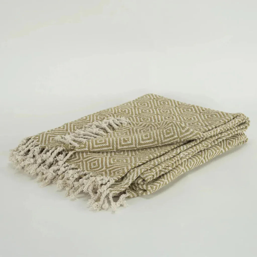 Rio Diamond Pattern Cotton Throw Blanket - LOOMLAN - LOOMLAN - Throw Blankets