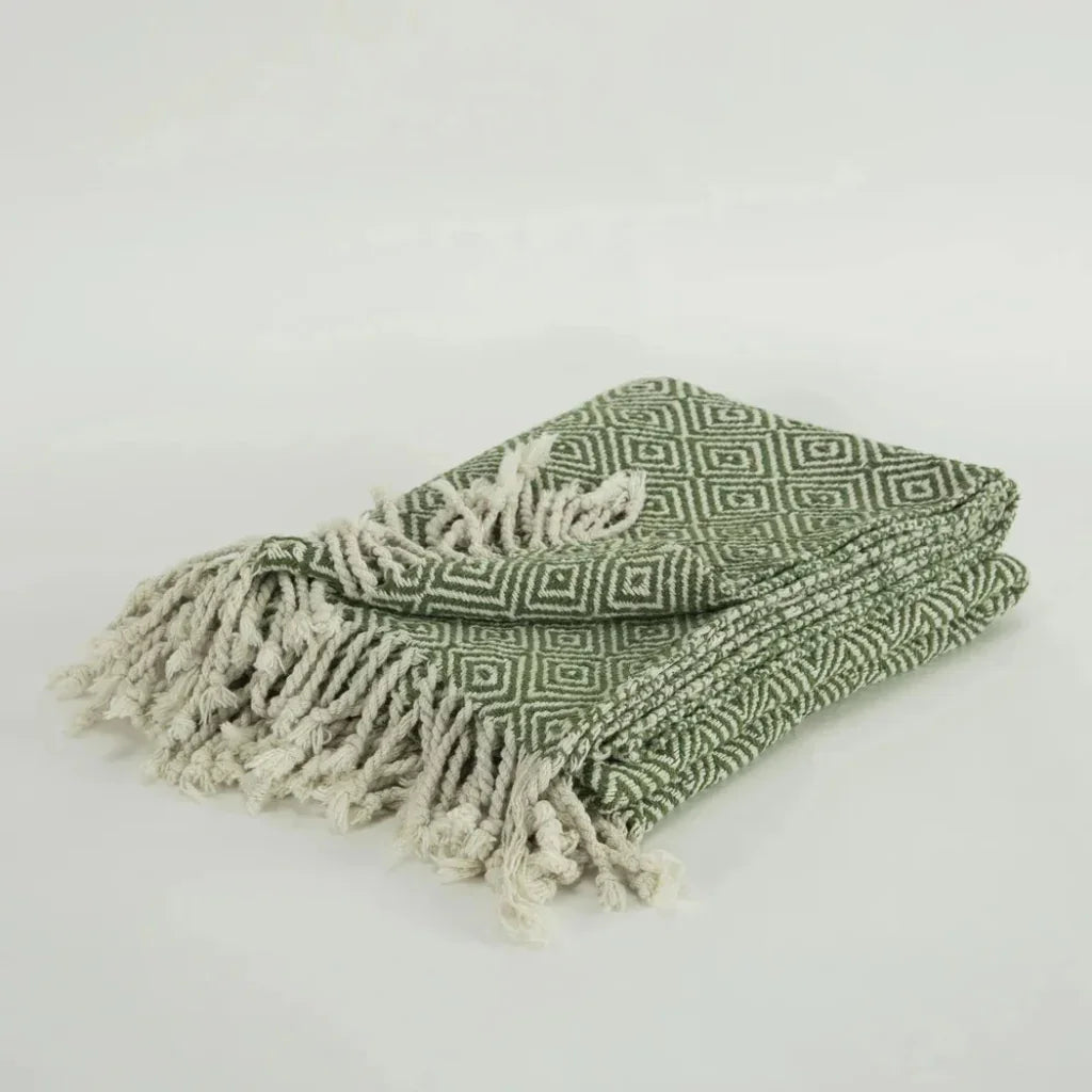 Rio Diamond Pattern Cotton Throw Blanket - LOOMLAN - LOOMLAN - Throw Blankets