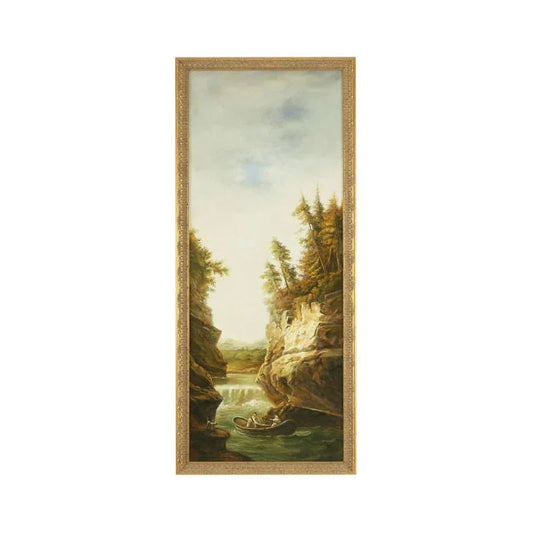 River Landscape-Boat Hand Painted Artwork-Framed Wall Art-Chelsea House-LOOMLAN