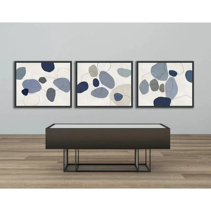River Stones Blue I Artwork d Canvas Floating - LOOMLAN - LOOMLAN - Canvas Art