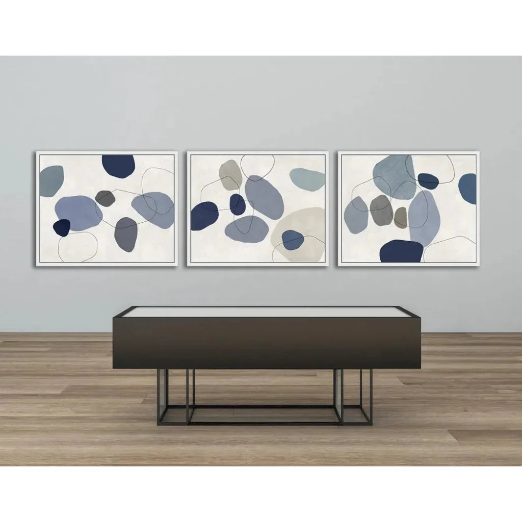 River Stones Blue III Artwork d Canvas Floating - LOOMLAN - LOOMLAN - Canvas Art