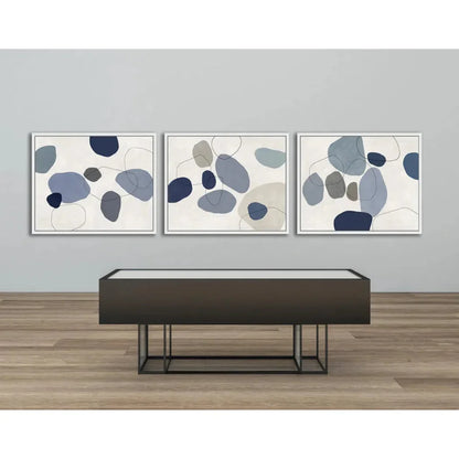 River Stones Blue III Artwork d Canvas Floating - LOOMLAN - LOOMLAN - Canvas Art