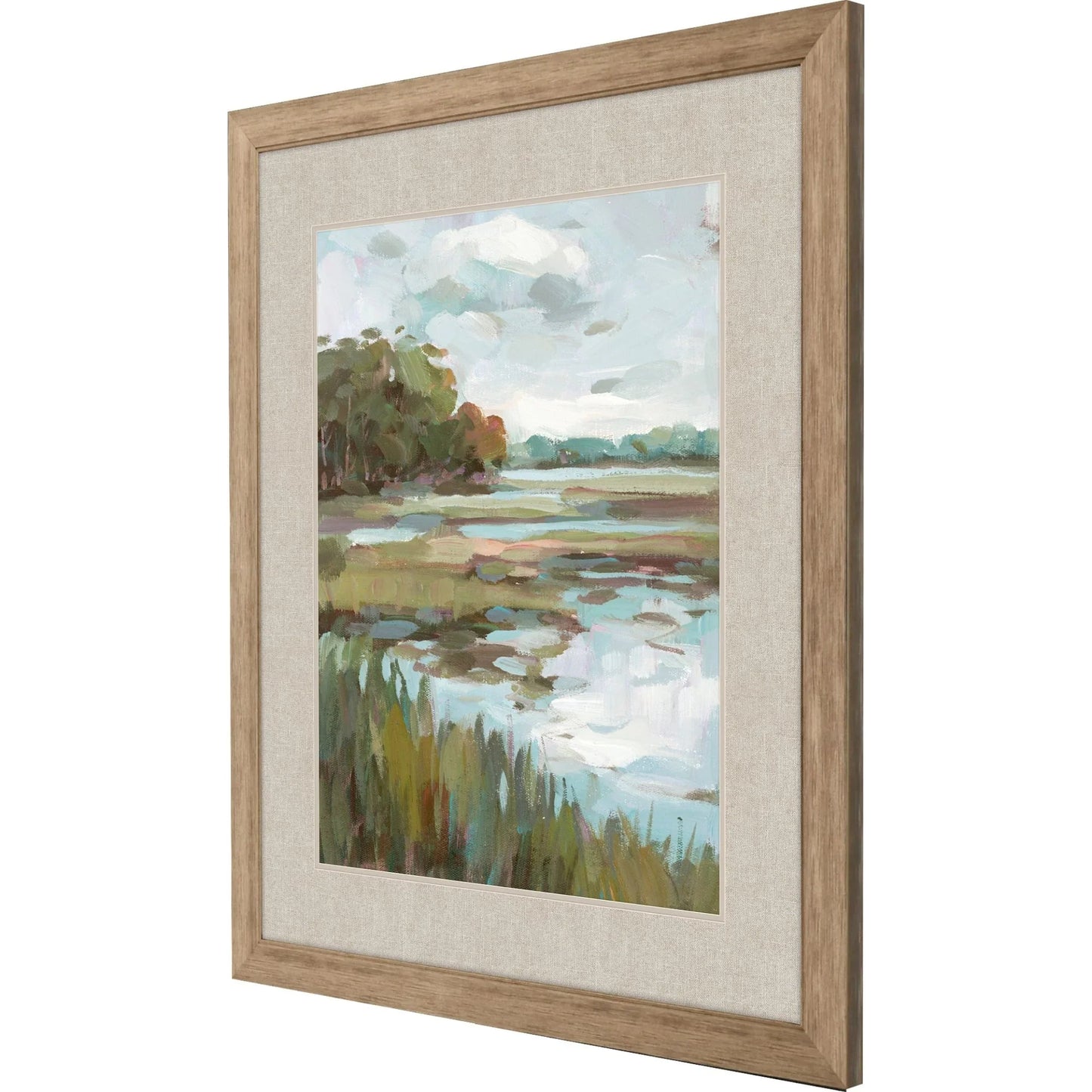 Riverside View I Glass Front Blue Canvas Art