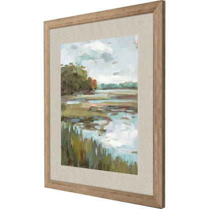 Riverside View I Glass Front Blue Canvas Art