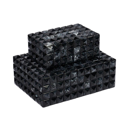 Luho Design House Ronan Black Faux Marble Box 2PC
