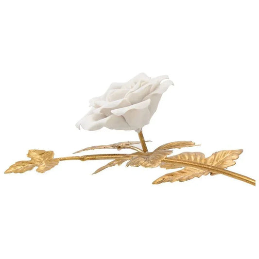 Rose Antique Gold Leaf Stem Sculpture - LOOMLAN - Chelsea House - Statues & Sculptures