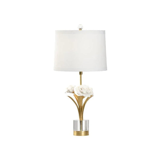 Rose Flowers Design With Tapered Drum Shade Table Lamp - LOOMLAN - Chelsea House - Table Lamps