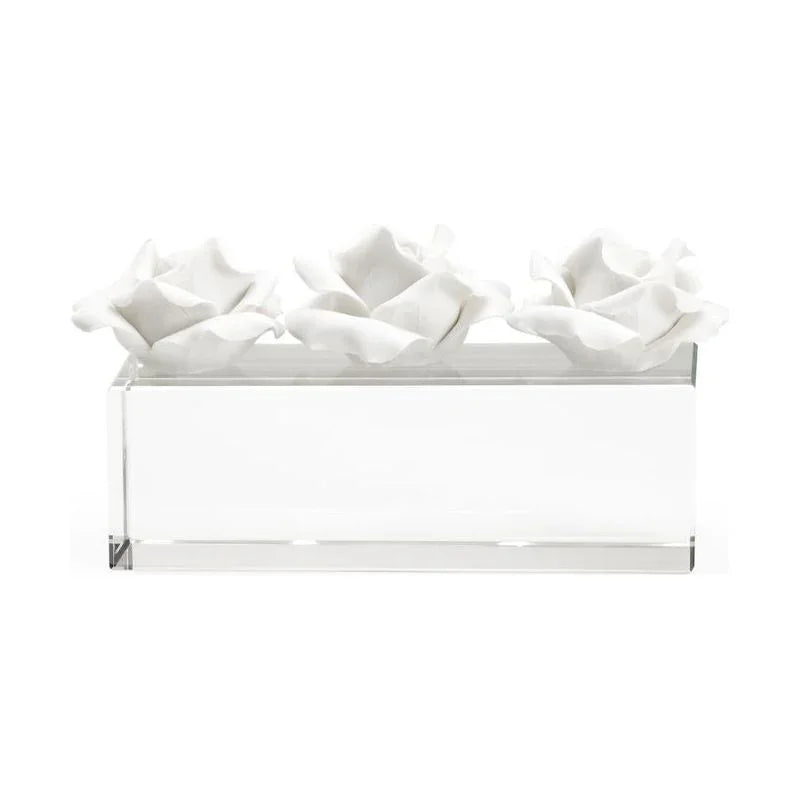 Rose Pave Crystal Base Ceramic Roses Sculpture - LOOMLAN - Chelsea House - Statues & Sculptures