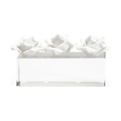 Rose Pave Crystal Base Ceramic Roses Sculpture - LOOMLAN - Chelsea House - Statues & Sculptures