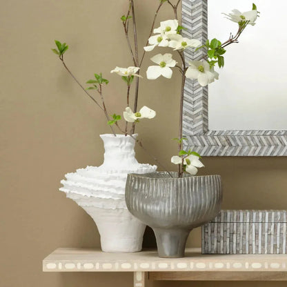 Ruffle Ceramic Decorative Vase Jamie Young - LOOMLAN - Jamie Young - Vases & Jars