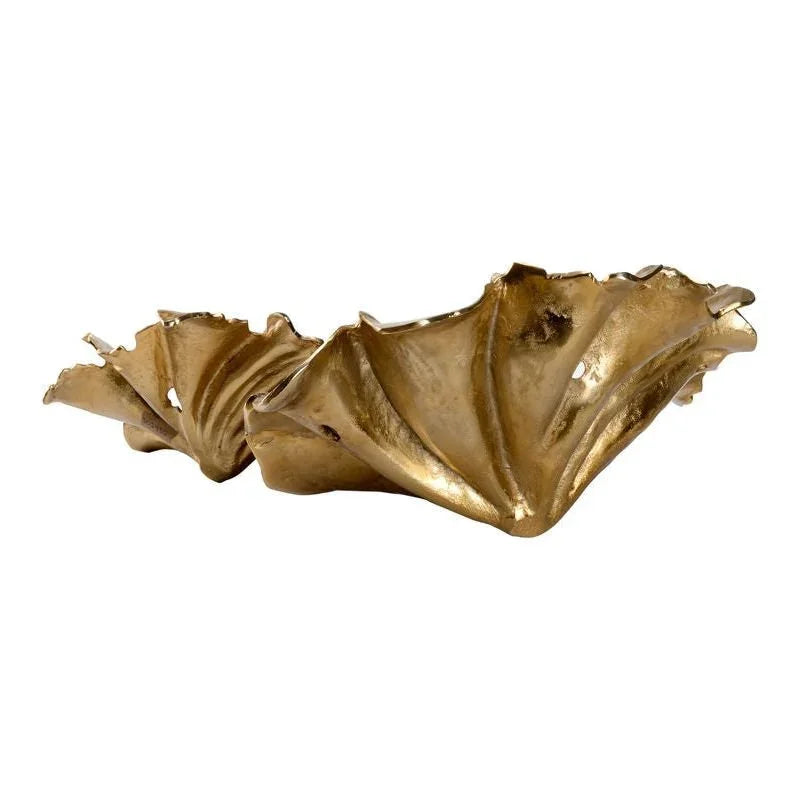 Rustic Gold Aluminum Leaf Sculpture (Set Of 2) - LOOMLAN - Wildwood - Statues & Sculptures
