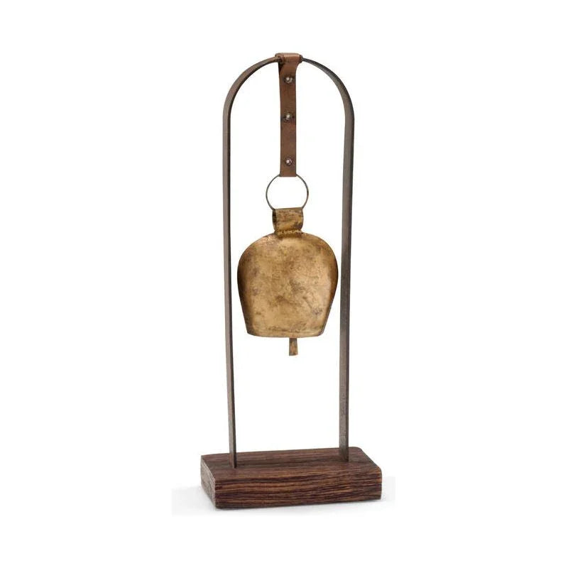 Rustic Patina Brass Bell Sculpture - LOOMLAN - Wildwood - Statues & Sculptures