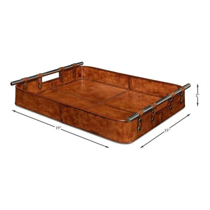 Safari Leather Tray Home Accessories - LOOMLAN - Sarreid - Trays
