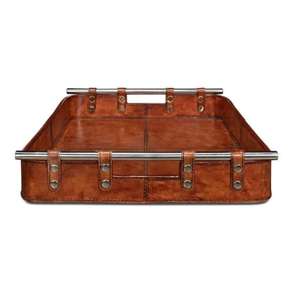 Safari Leather Tray Home Accessories - LOOMLAN - Sarreid - Trays