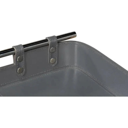 Safari Leather and Steel Grey Tray - LOOMLAN - Sarreid - Trays