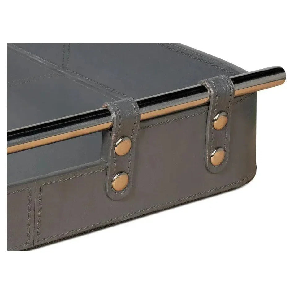 Safari Leather and Steel Grey Tray - LOOMLAN - Sarreid - Trays