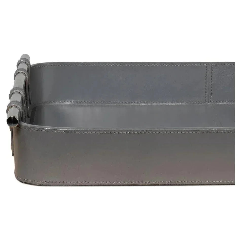 Safari Leather and Steel Grey Tray - LOOMLAN - Sarreid - Trays