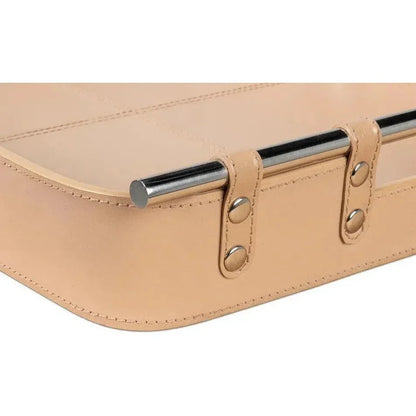 Safari Leather and Steel Tan Tray - LOOMLAN - Sarreid - Trays