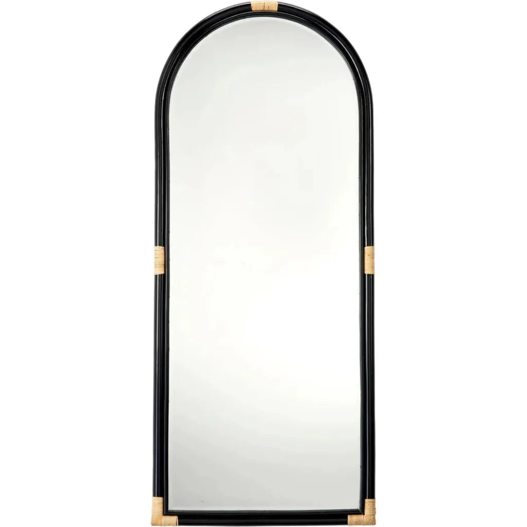 Saltwater Rattan d Vertical Floor Mirror-Floor Mirrors-Jamie Young-Black-LOOMLAN