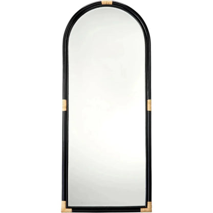 Saltwater Rattan d Vertical Floor Mirror-Floor Mirrors-Jamie Young-Black-LOOMLAN