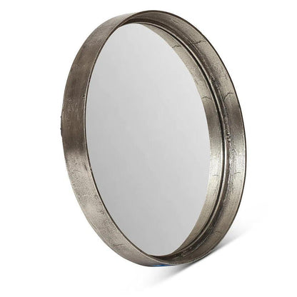 Samar Reclaimed Aluminum Round Mirror - LOOMLAN - Urbia - Wall Mirrors