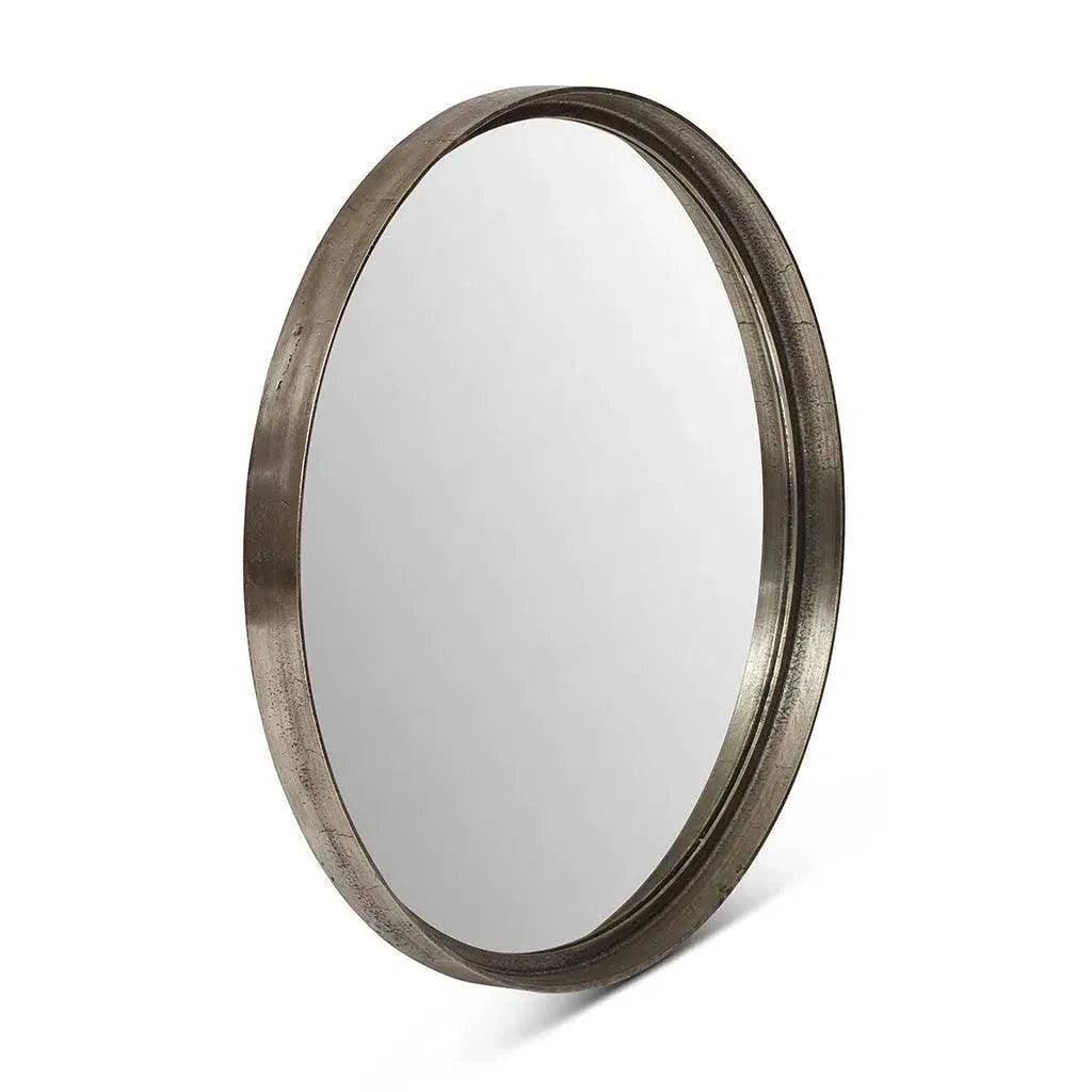 Samar Reclaimed Aluminum Round Mirror - LOOMLAN - Urbia - Wall Mirrors