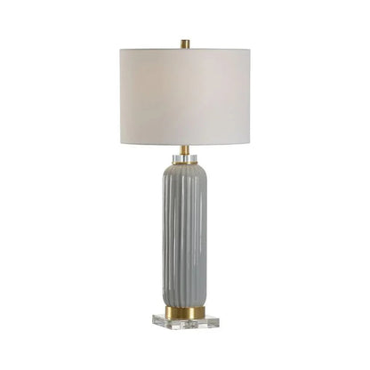 Samuel Glazed Fluted Ceramic Table Lamp - LOOMLAN - Chelsea House - Table Lamps