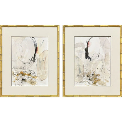 Sands and Sediments Wood Frame Gray Canvas Art 2PC