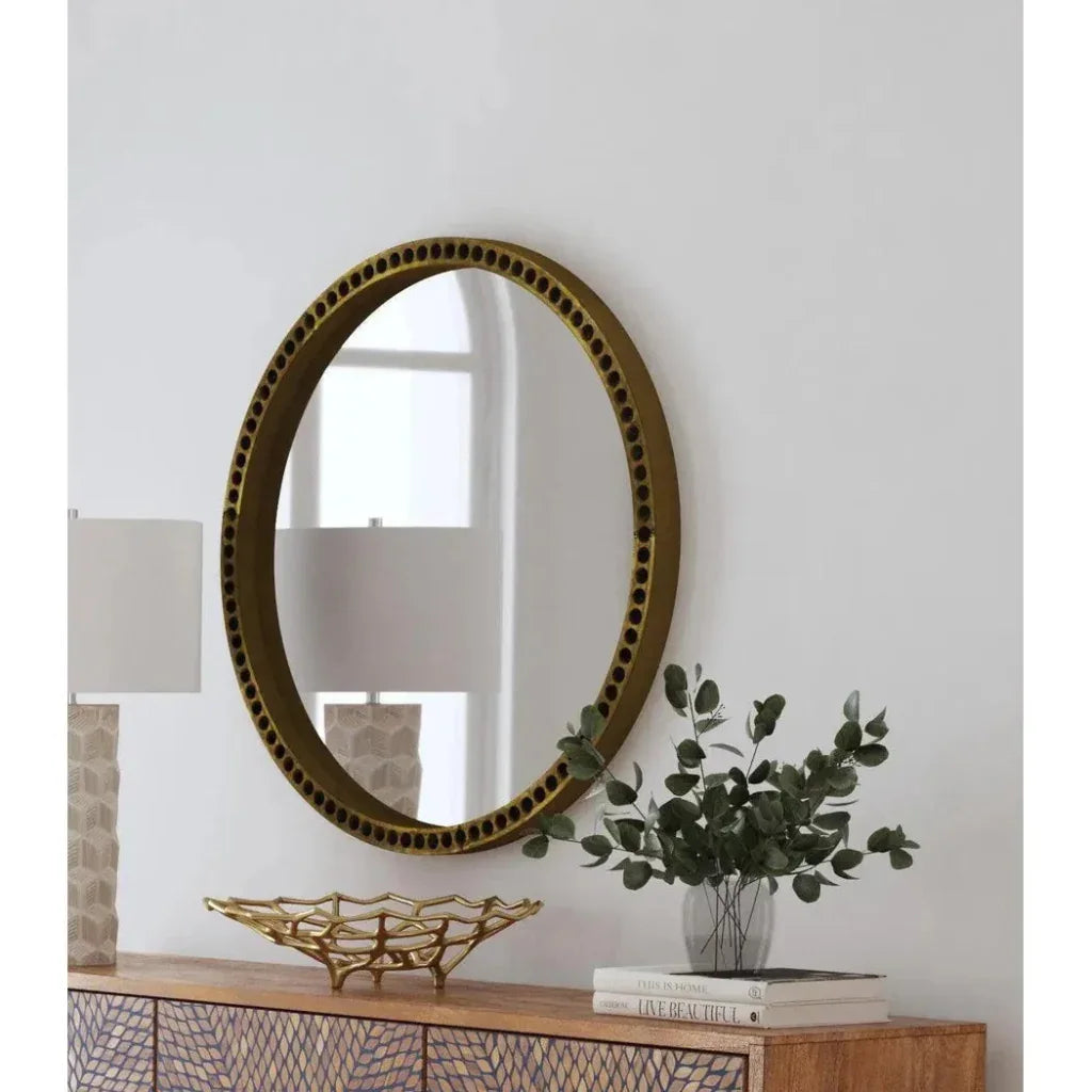 Sansee MDF & Brass Cladding Gold Wall Mirror - LOOMLAN - Bassett Mirror - Wall Mirrors