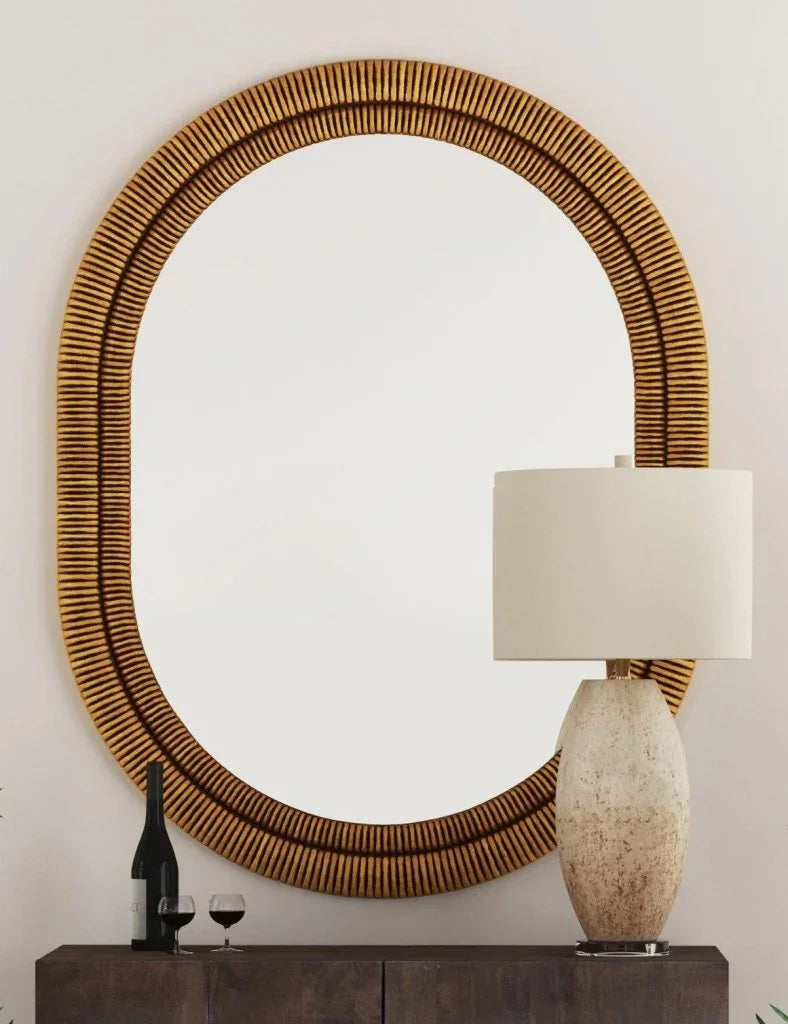 Santee Modern Antique Gold Wall Mirror - LOOMLAN - Bassett Mirror - Wall Mirrors