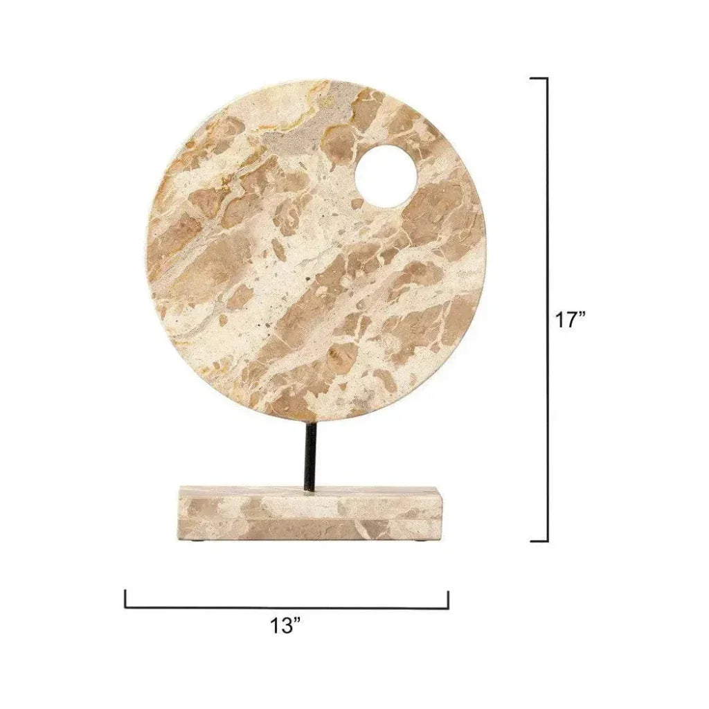 Satellite Marble and Iron Cream Stand - LOOMLAN - Jamie Young - Statues & Sculptures