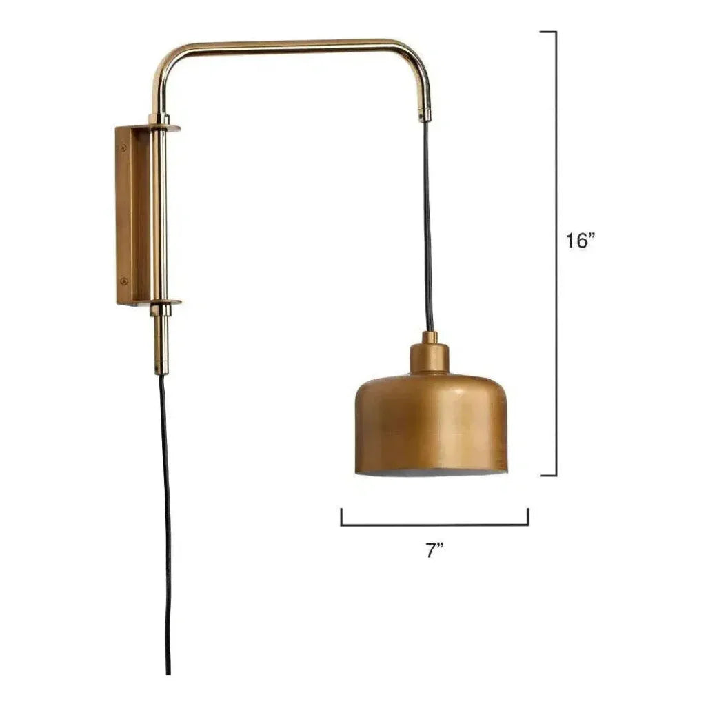 Satin Brass Jeno Swing Arm Wall Sconce Small - LOOMLAN - Jamie Young - Wall Sconces