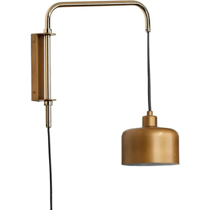 Satin Brass Jeno Swing Arm Wall Sconce Small - LOOMLAN - Jamie Young - Wall Sconces