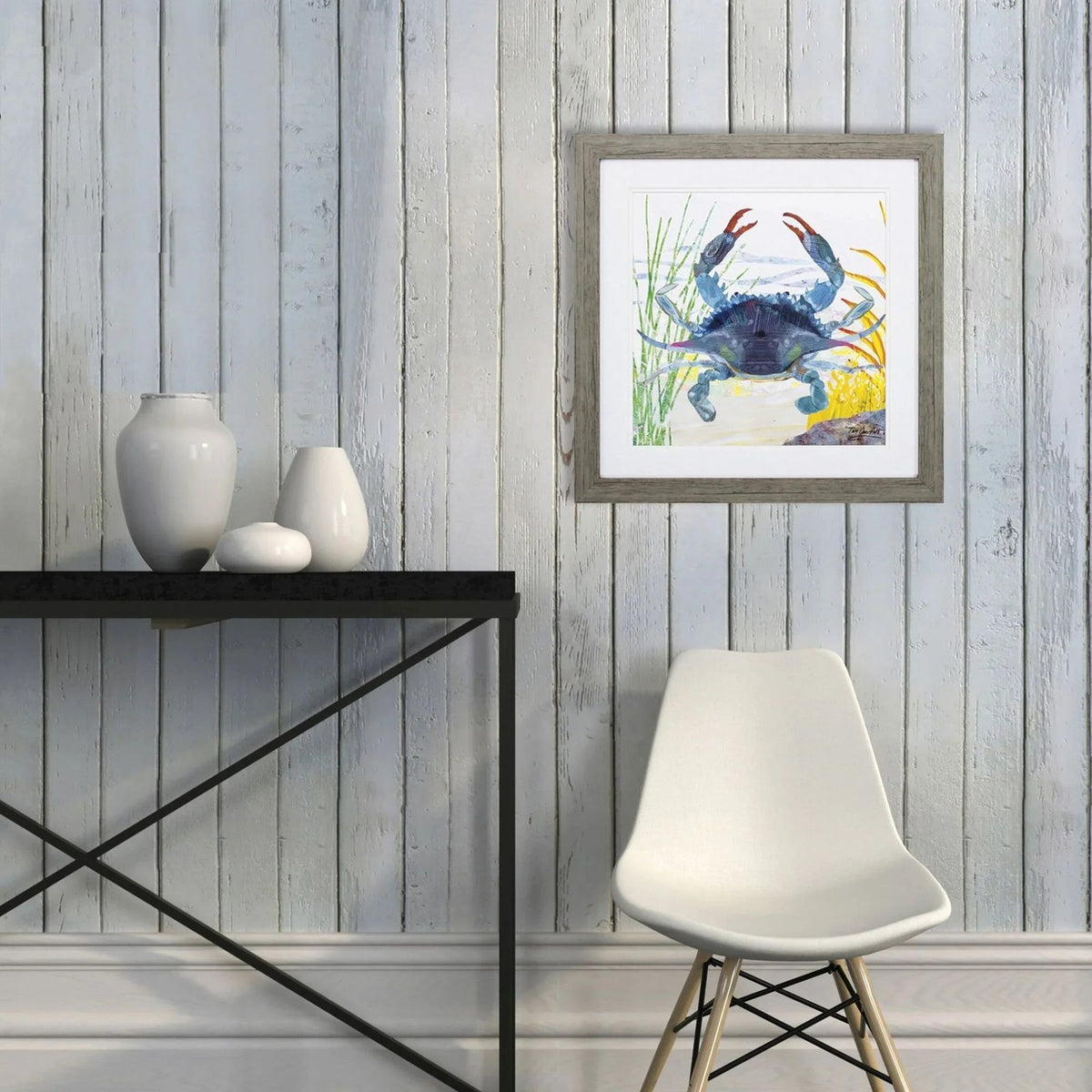 Sea Creature Crab Yellow Framed Wall Art -- view 2