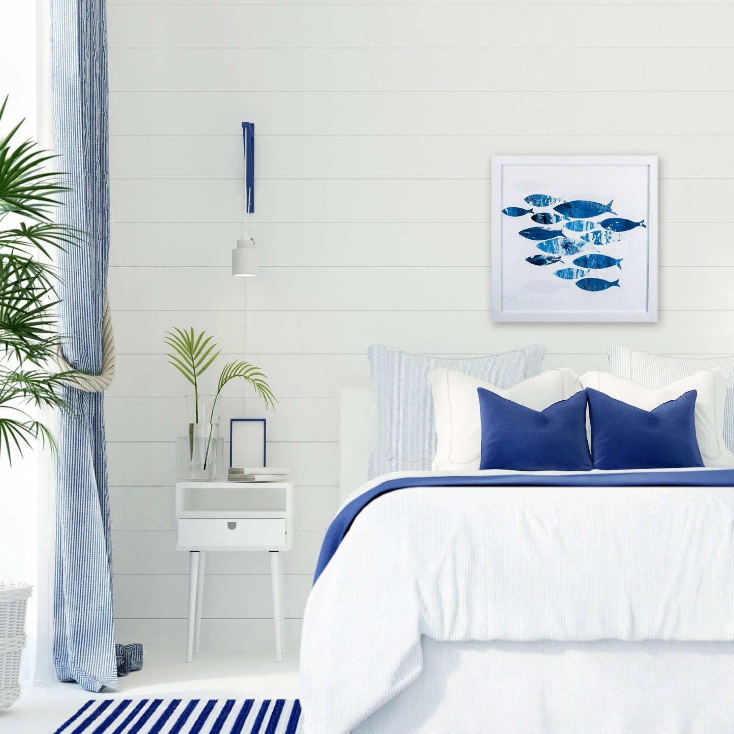 Sea Gold Coastal Fish Blue Canvas Art