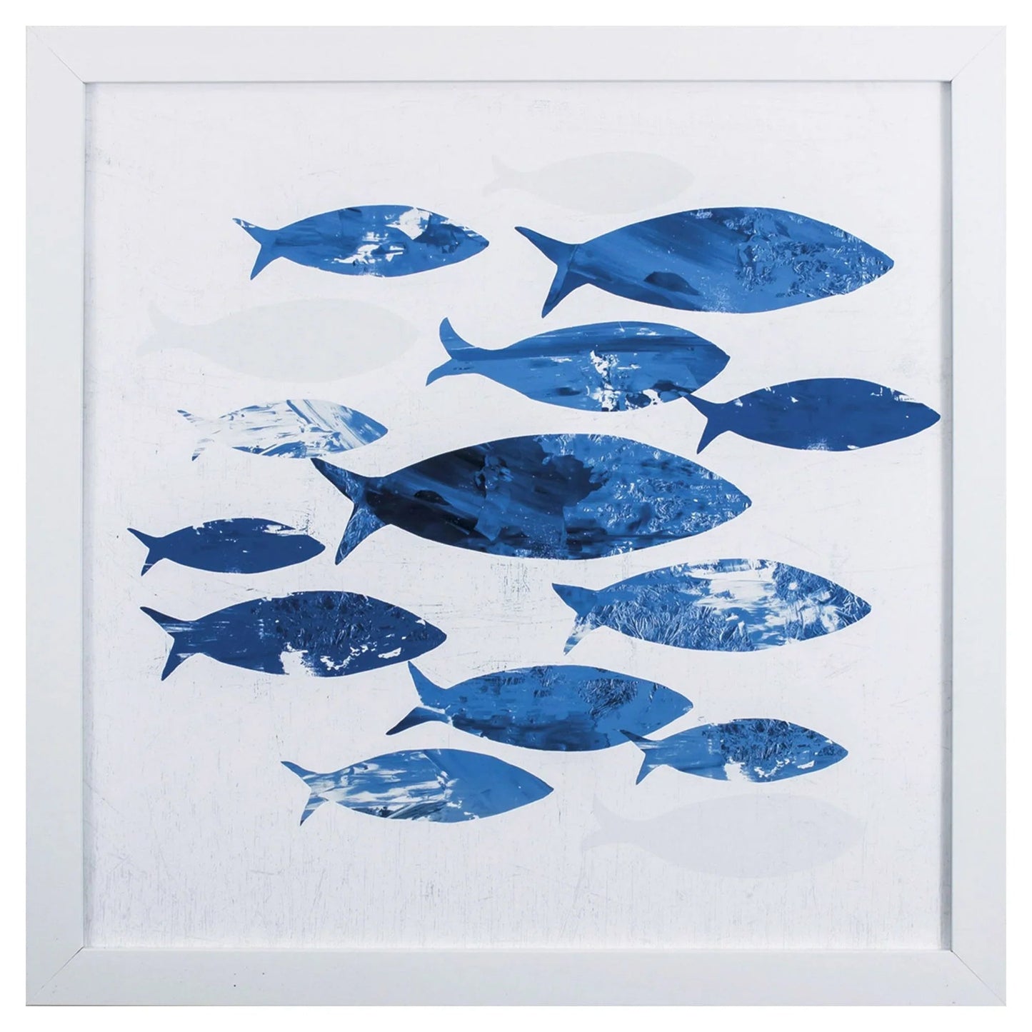 Sea Gold Coastal Fish Blue Canvas Art
