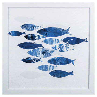 Sea Gold Coastal Fish Blue Canvas Art